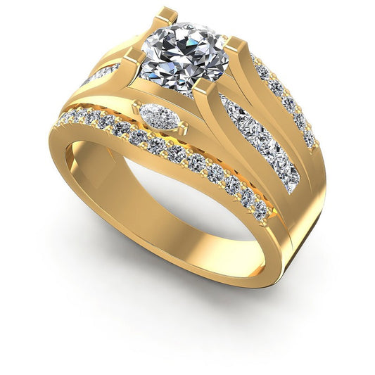 Princess and Round and Marquise Diamonds 1.40CT Engagement Ring in 14KT White Gold