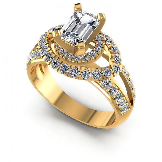 Round and Emerald Diamonds 1.25CT Engagement Ring in 14KT White Gold