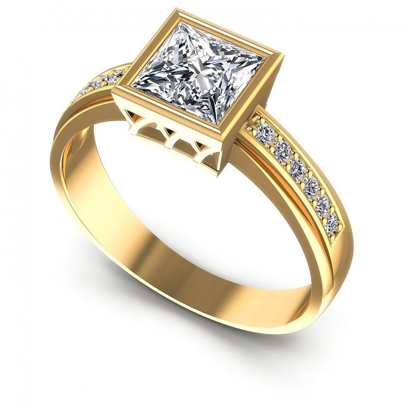 Princess and Round Diamonds 0.50CT Engagement Ring in 14KT White Gold