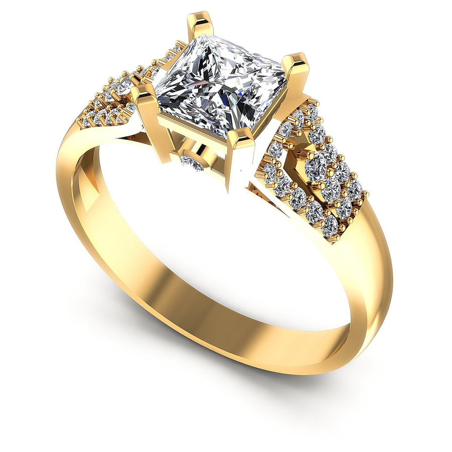 0.65CT Princess And Round  Cut Diamonds Engagement Rings