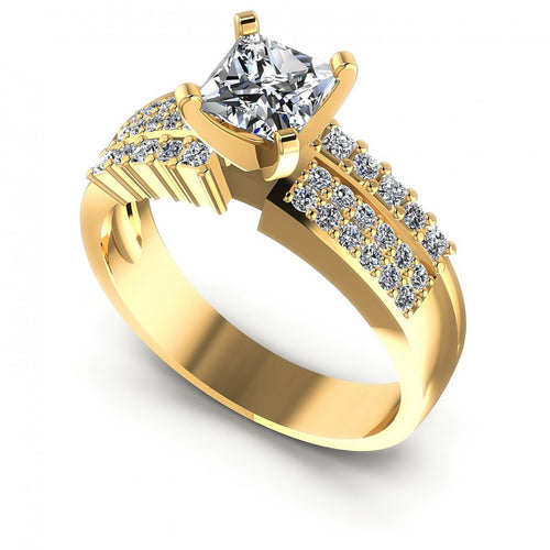 Princess and Round Diamonds 0.80CT Engagement Ring in 14KT White Gold