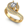 Round and Emerald Diamonds 0.95CT Engagement Ring in 14KT White Gold
