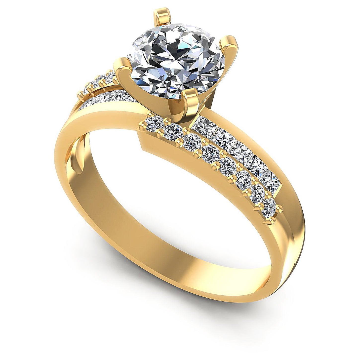0.95CT Round And Princess  Cut Diamonds Engagement Rings