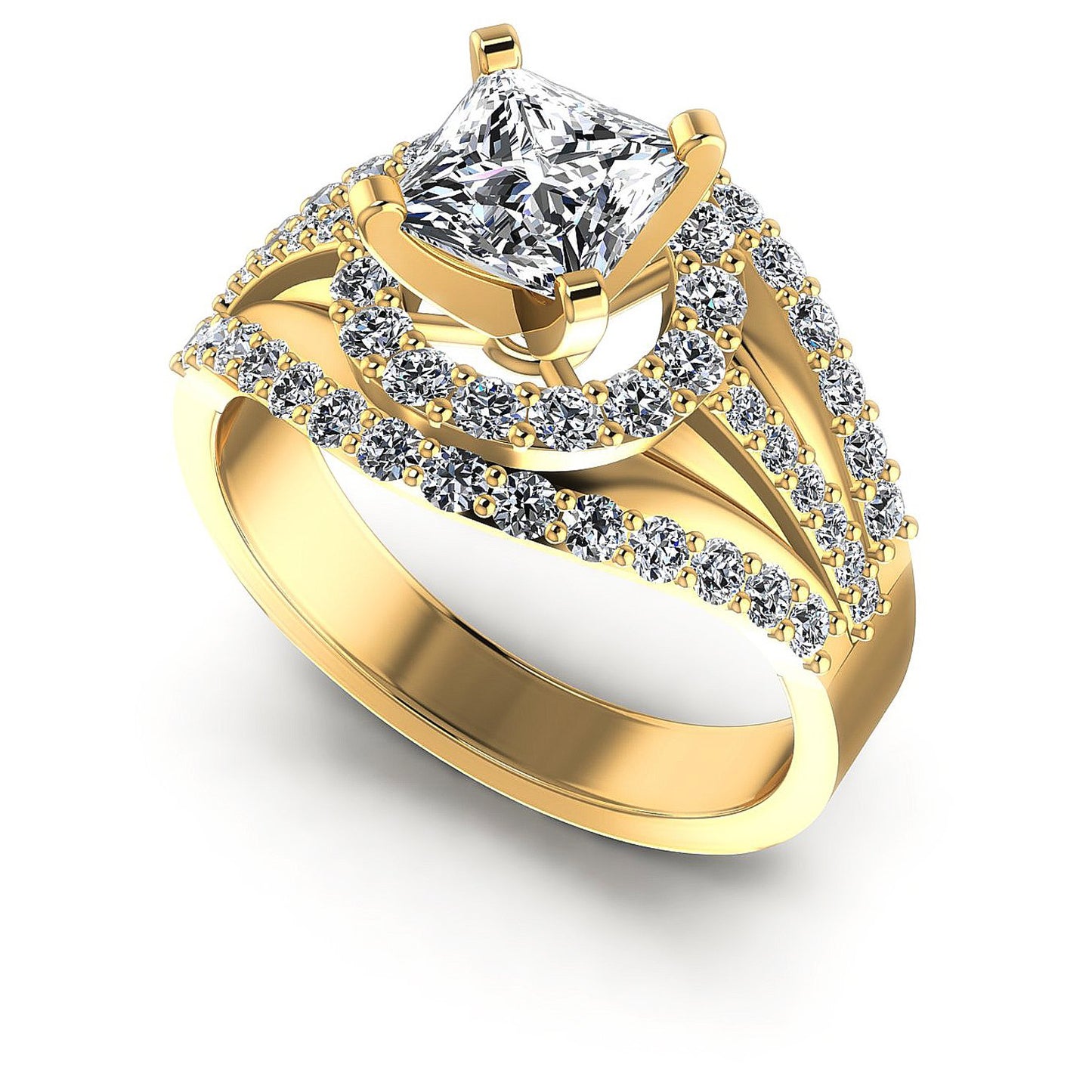 1.15CT Princess And Round  Cut Diamonds Engagement Rings