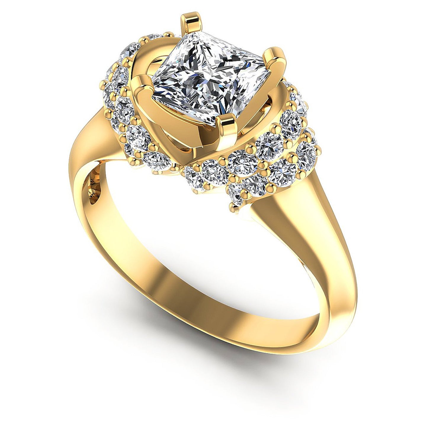 0.95CT Princess And Round  Cut Diamonds Engagement Rings