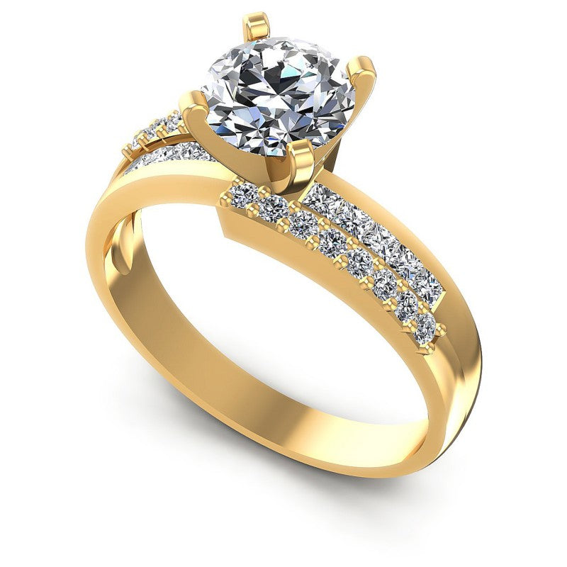 Princess and Round Diamonds 0.95CT Engagement Ring in 14KT White Gold