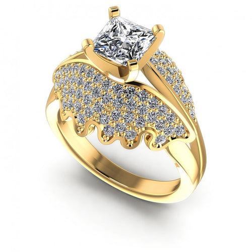 Princess and Round Diamonds 1.00CT Engagement Ring in 14KT White Gold