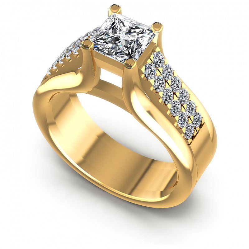 Princess and Round Diamonds 0.75CT Engagement Ring in 14KT White Gold