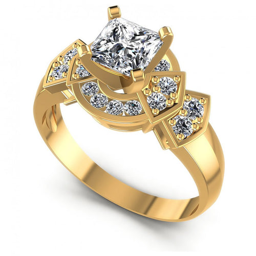 Princess and Round Diamonds 0.75CT Engagement Ring in 14KT White Gold