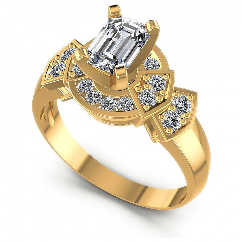Round and Emerald Diamonds 0.75CT Engagement Ring in 14KT White Gold