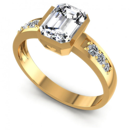 Round and Emerald Diamonds 0.60CT Engagement Ring in 14KT White Gold