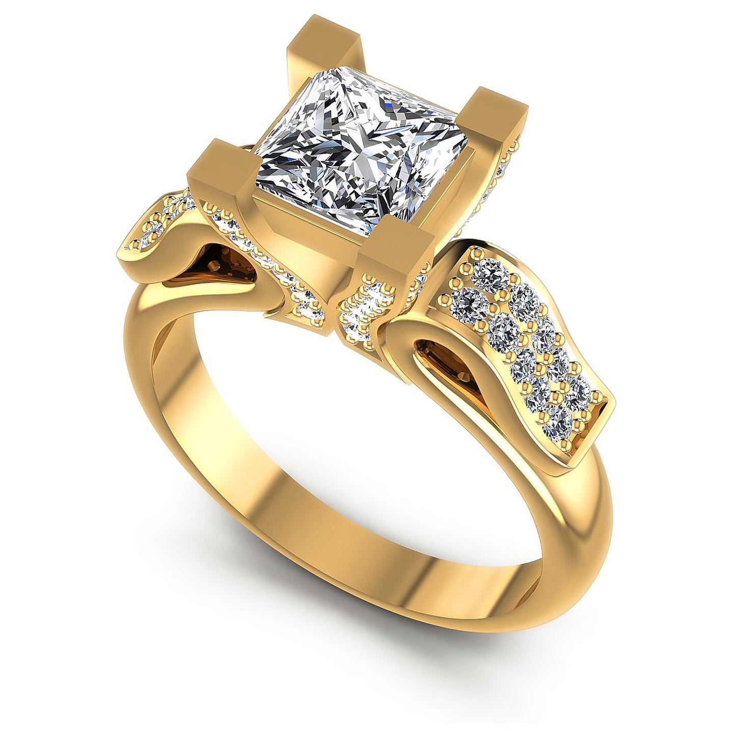 0.85CT Princess And Round  Cut Diamonds Engagement Rings
