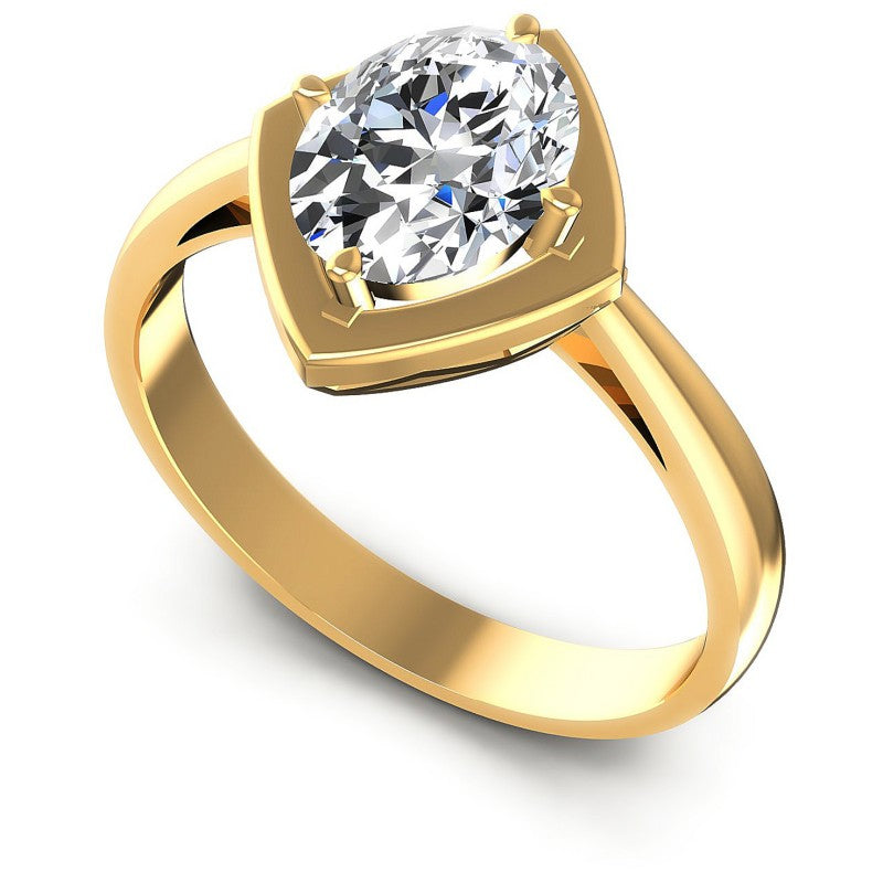 Oval Cut Diamonds Solitaire Ring in 14KT White Gold
