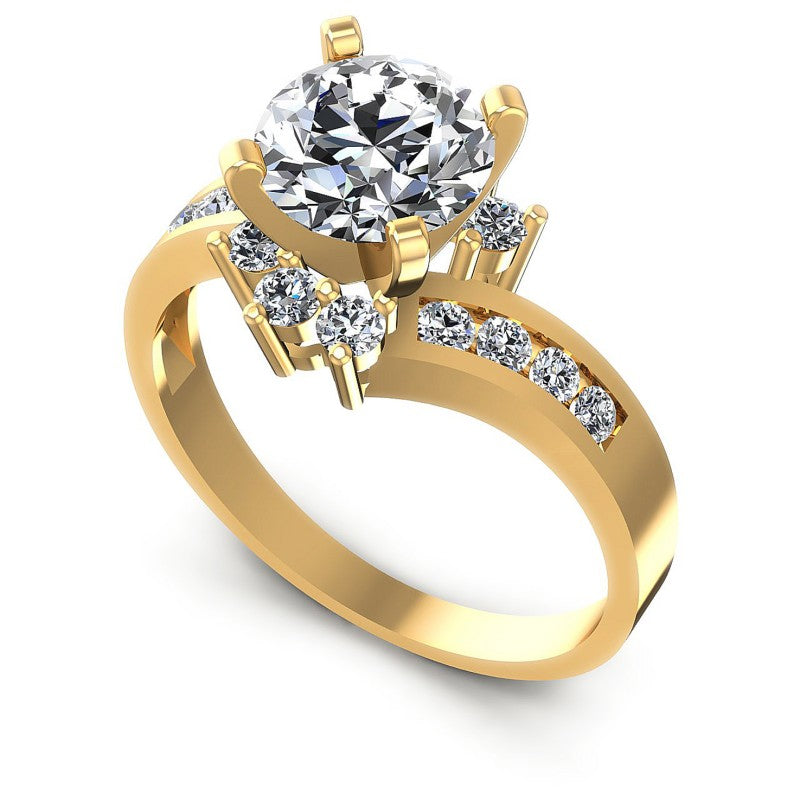 Round Cut Diamonds Engagement Ring in 14KT White Gold