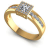 Princess And Round Cut Diamonds Halo Ring in 14KT White Gold