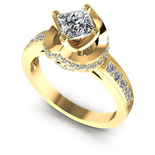 0.90CT Princess And Round  Cut Diamonds Engagement Rings