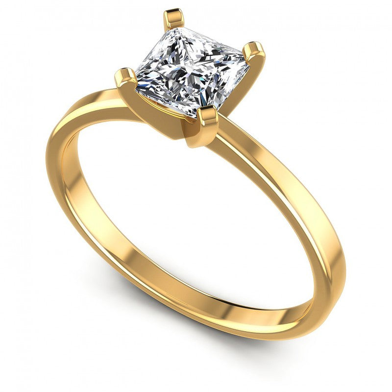 Princess Cut Diamonds Solitaire Ring in 14KT White Gold
