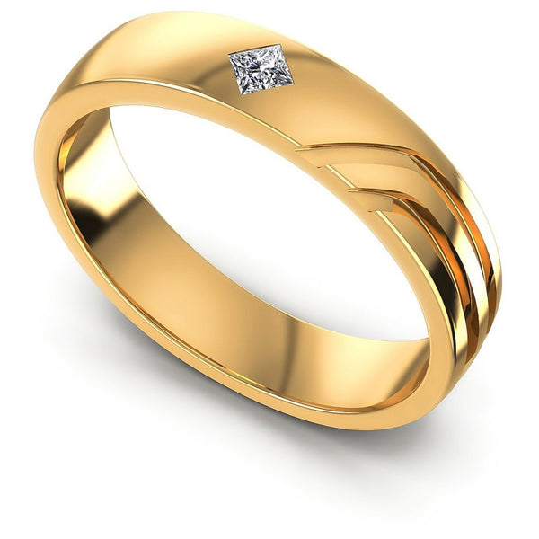 Triangle Cut Diamonds Mens Ring in 14KT White Gold – Primesettings