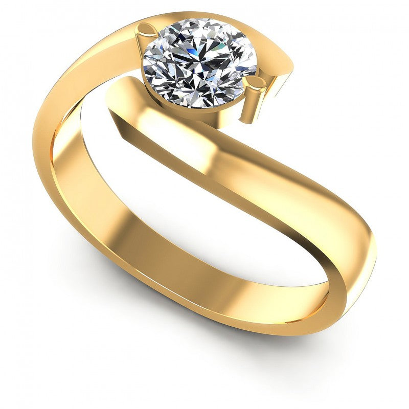 Round Cut Diamonds Solitaire Ring in 14KT White Gold