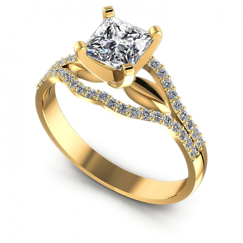 Princess and Round Diamonds 0.65CT Engagement Ring in 14KT White Gold