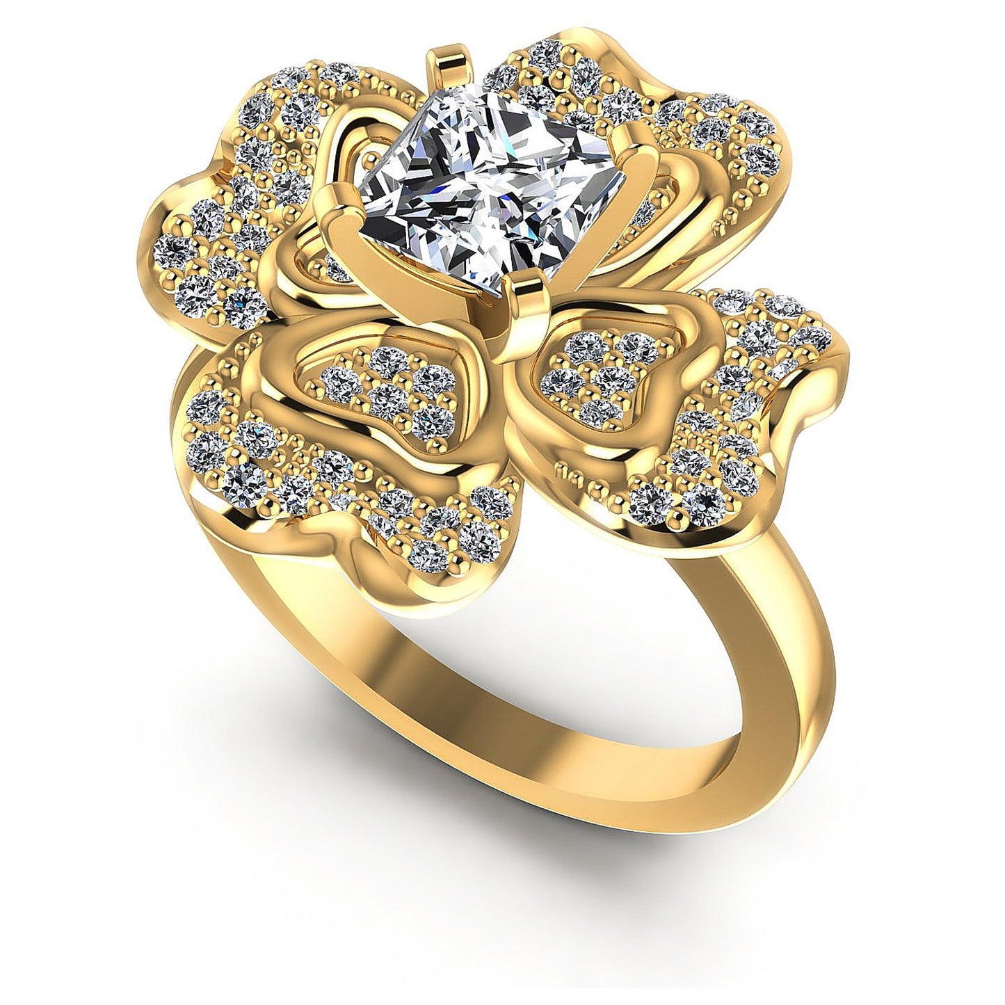 0.75CT Princess And Round  Cut Diamonds Engagement Rings