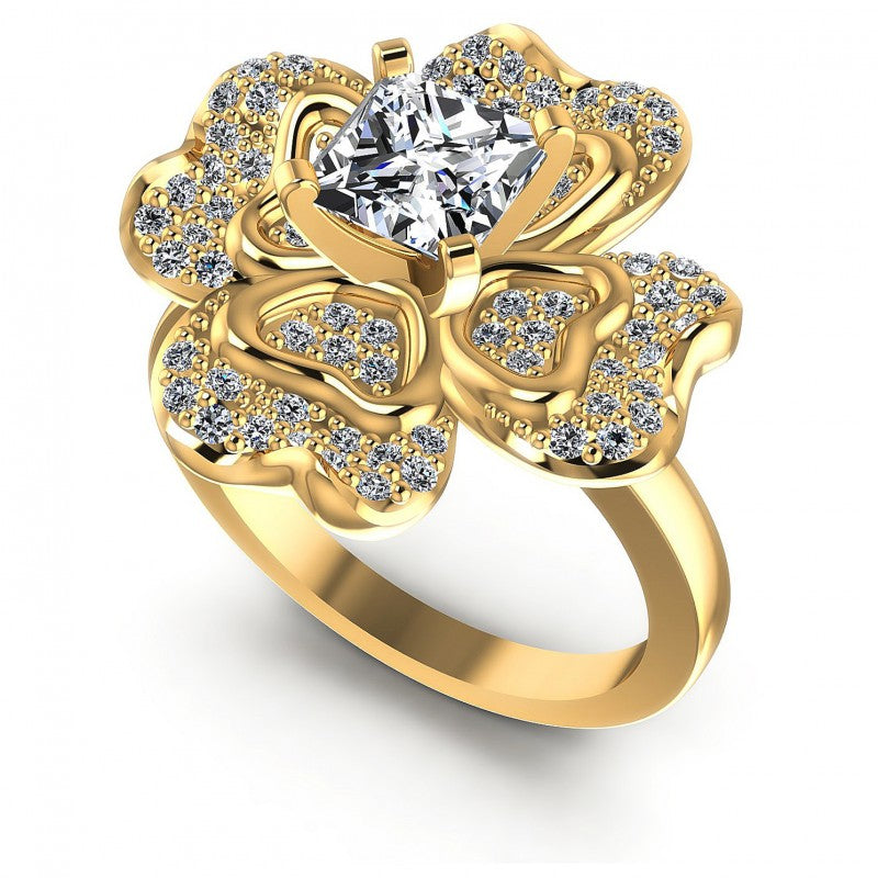 Princess and Round Diamonds 0.75CT Engagement Ring in 14KT White Gold