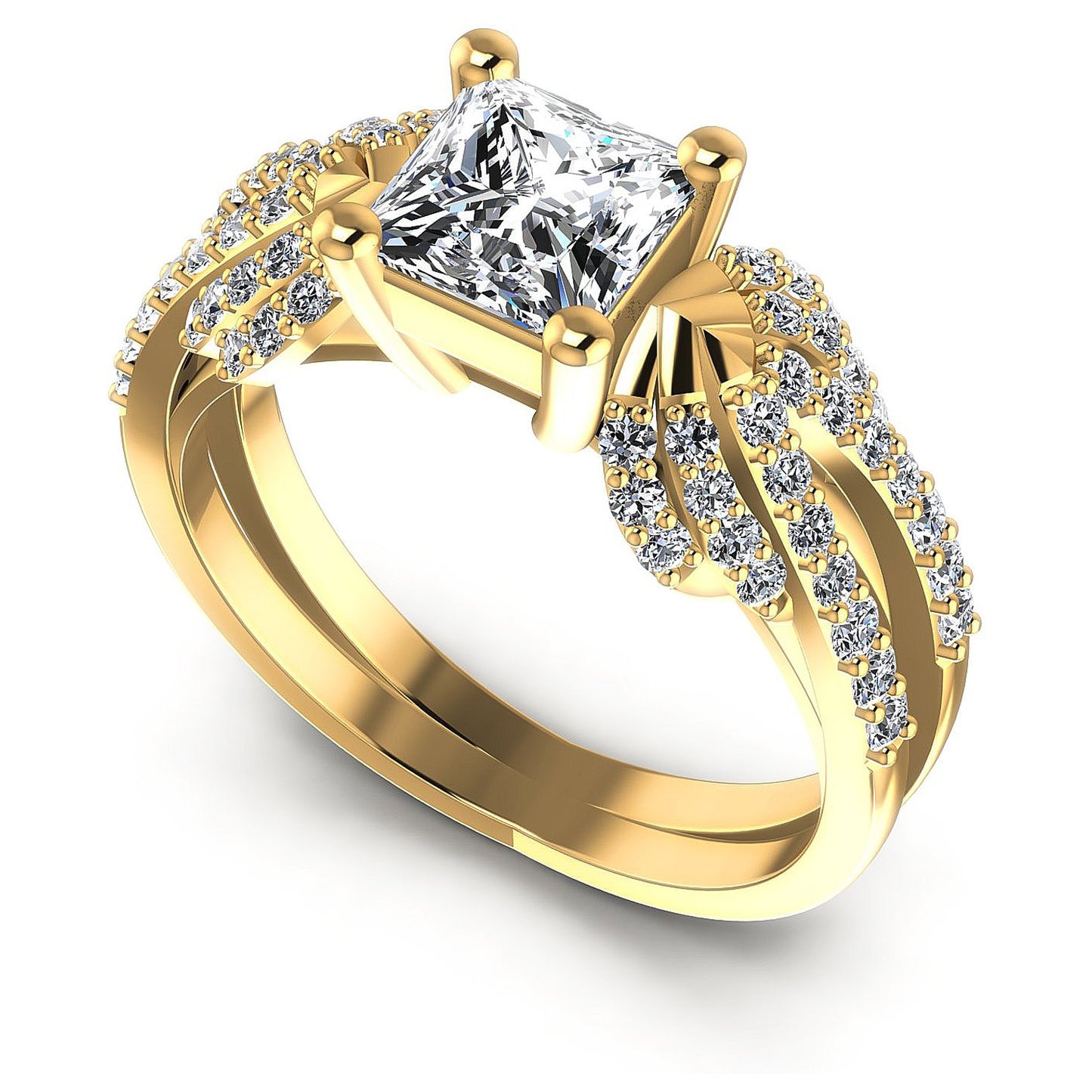 0.85CT Princess And Round  Cut Diamonds Engagement Rings