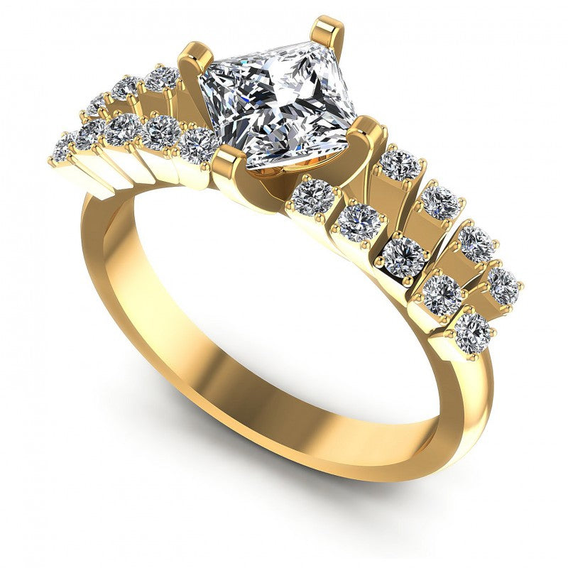 Princess and Round Diamonds 0.70CT Engagement Ring in 14KT White Gold