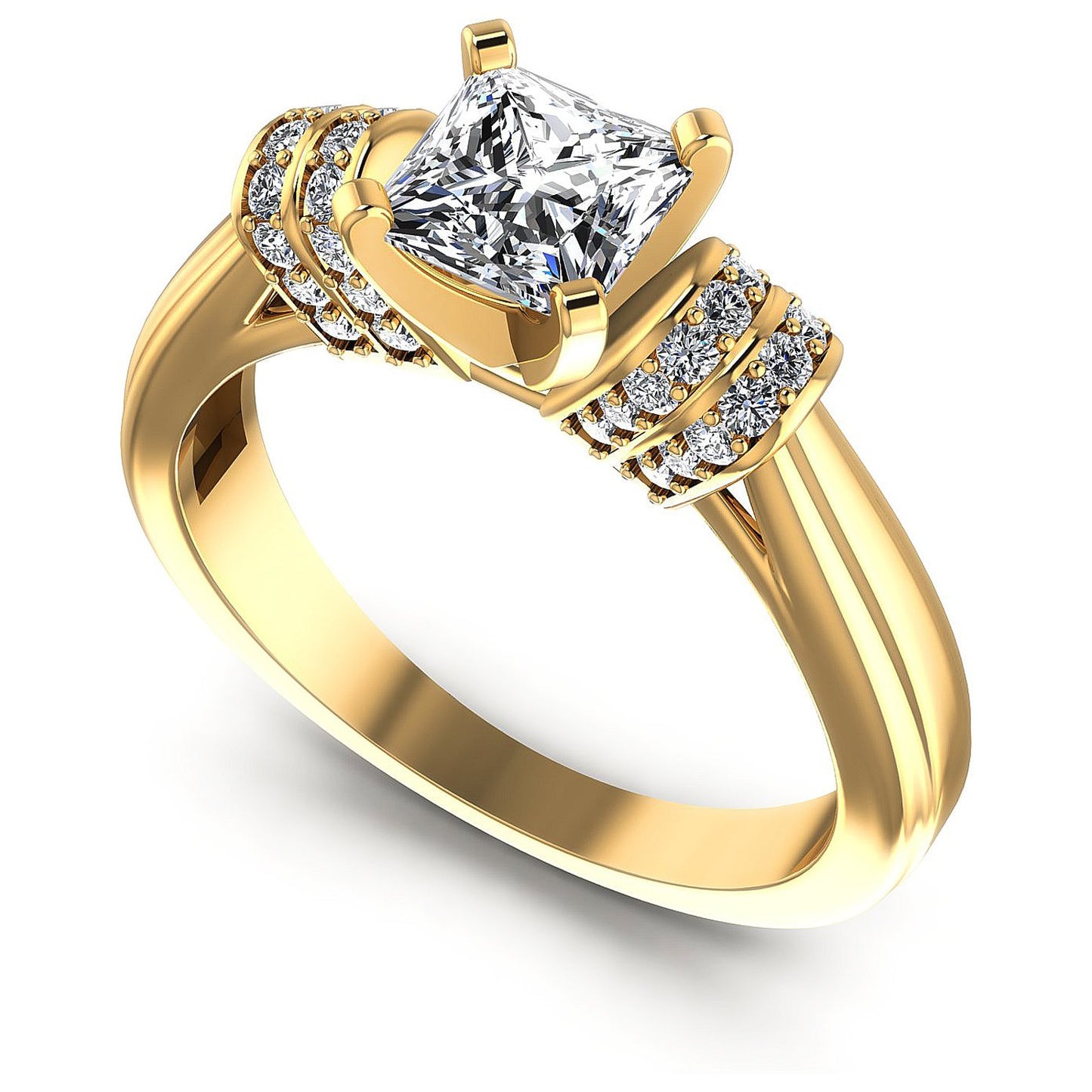 0.65CT Princess And Round  Cut Diamonds Engagement Rings