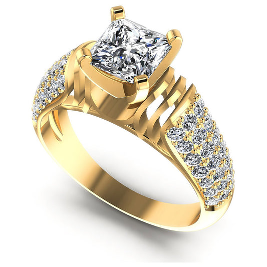 0.95CT Princess And Round  Cut Diamonds Engagement Rings