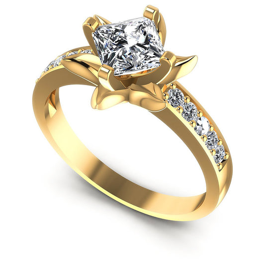 0.60CT Princess And Round  Cut Diamonds Engagement Rings