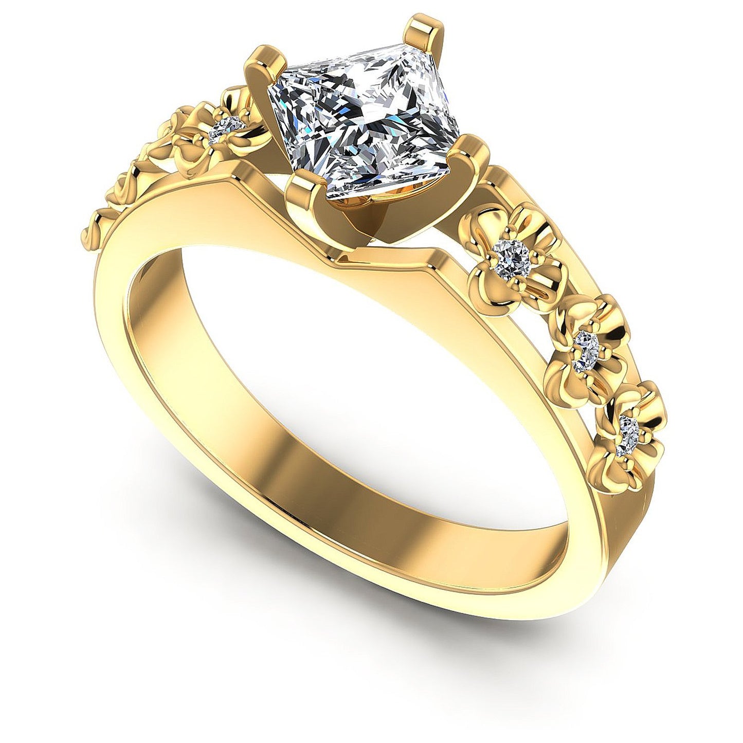 0.45CT Princess And Round  Cut Diamonds Engagement Rings