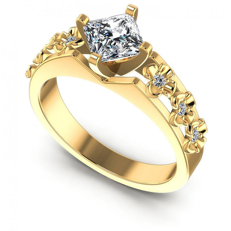 Princess and Round Diamonds 0.45CT Engagement Ring in 14KT White Gold