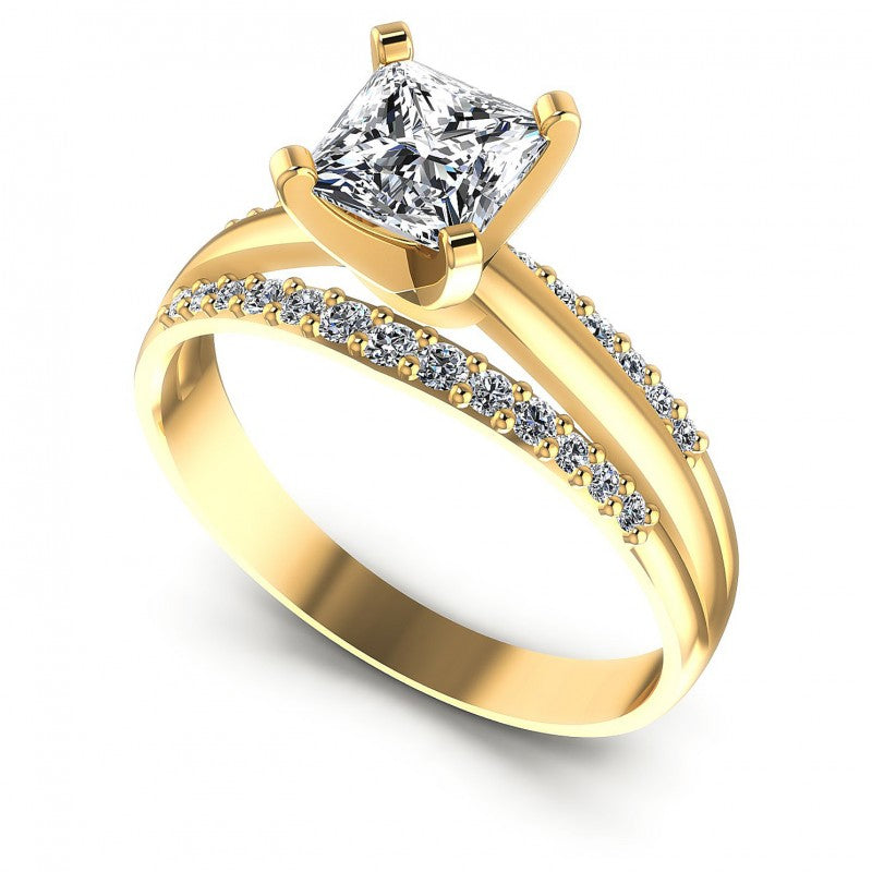 Princess and Round Diamonds 0.65CT Engagement Ring in 14KT White Gold