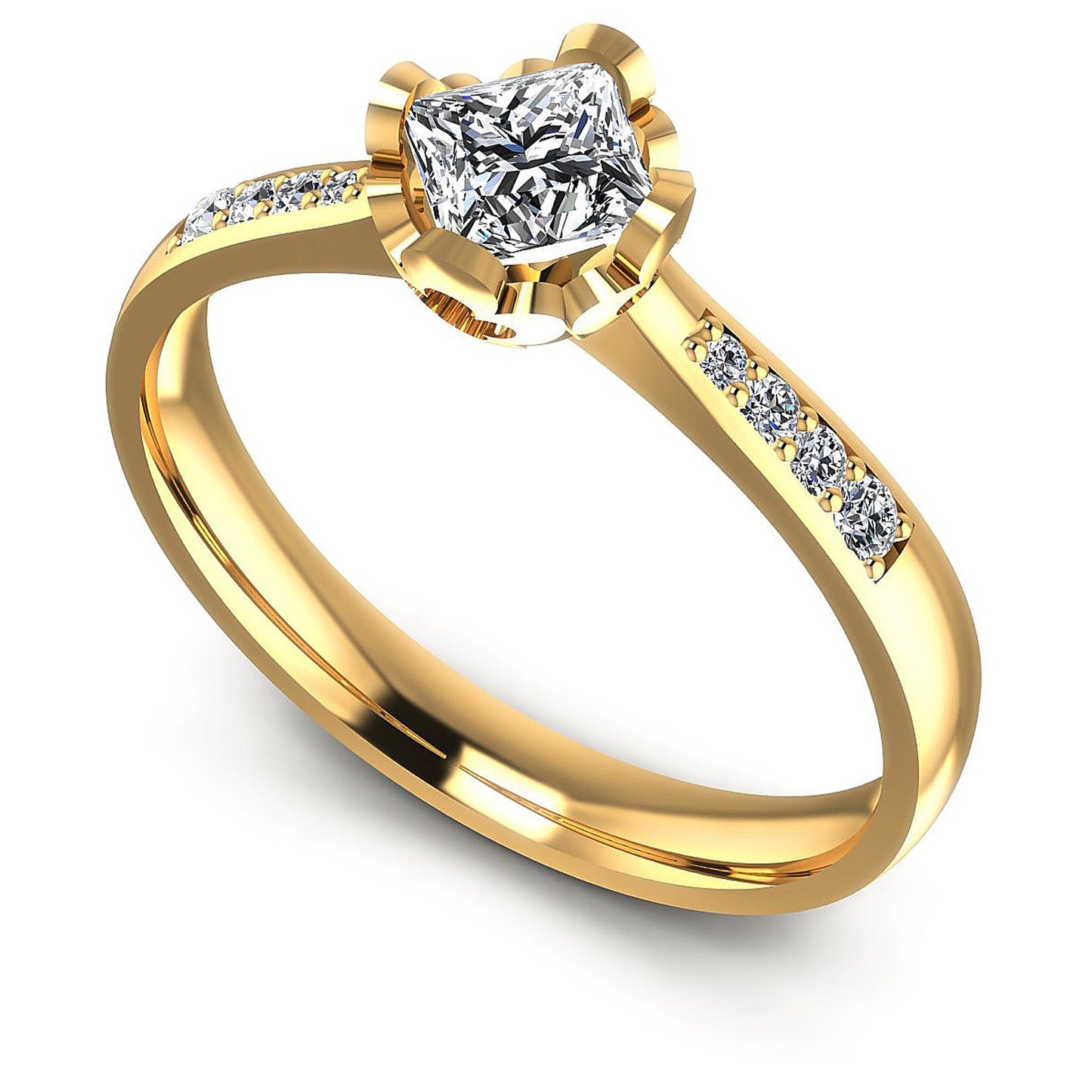 1.85CT Princess And Round  Cut Diamonds Engagement Rings