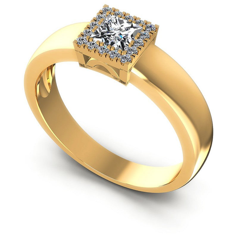 Princess and Round Diamonds 0.50CT Halo Ring in 14KT White Gold