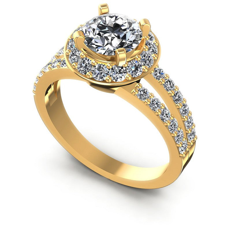 Princess and Round Diamonds 1.20CT Halo Ring in 14KT White Gold
