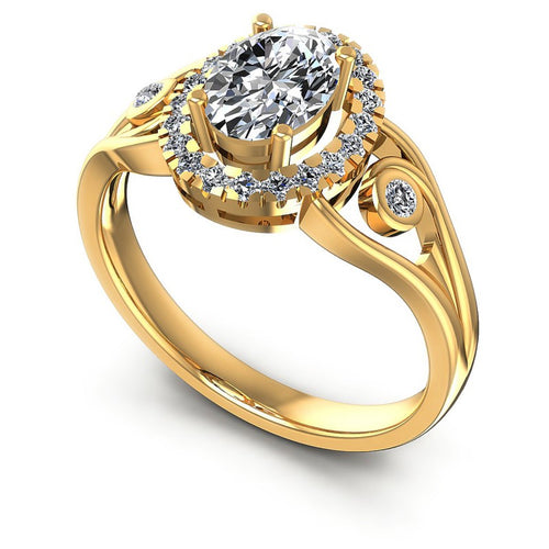 Round and Oval Diamonds 0.60CT Halo Ring in 14KT White Gold