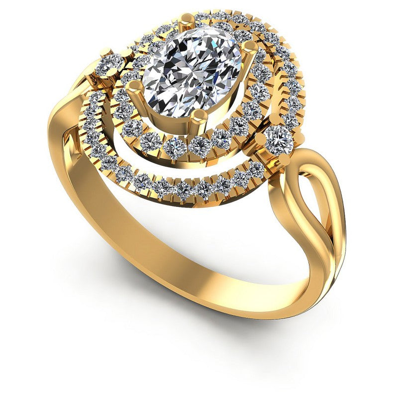 Round and Oval Diamonds 0.80CT Halo Ring in 14KT White Gold