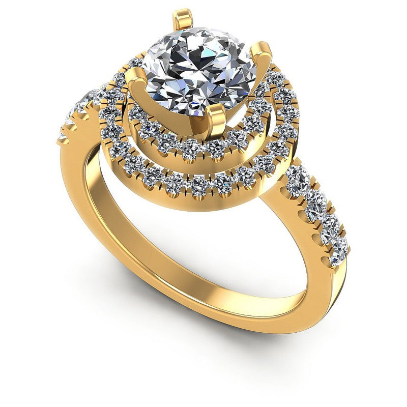 Round Diamonds 1.05CT Halo Ring in 14KT White Gold