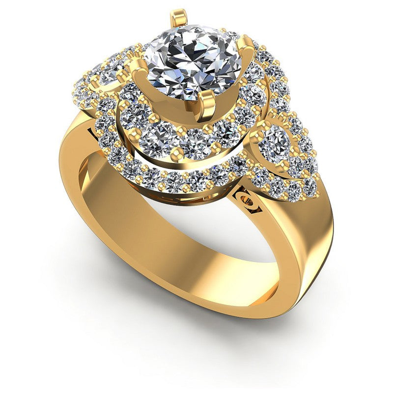 Round Diamonds 1.55CT Halo Ring in 14KT White Gold