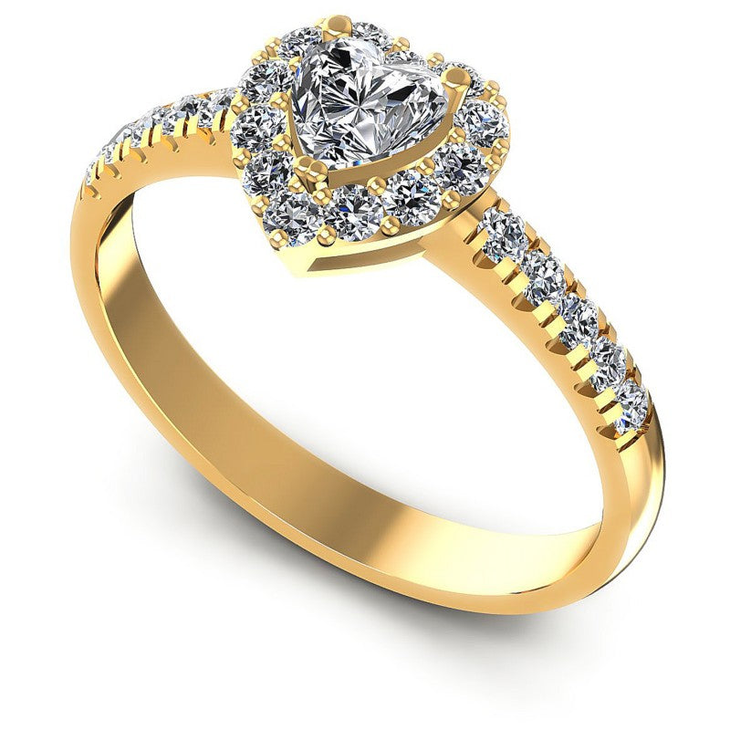 Round and Heart Diamonds 0.80CT Halo Ring in 14KT White Gold