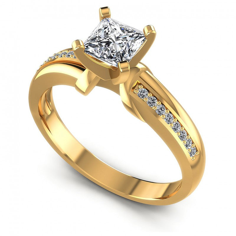 Princess and Round Diamonds 0.45CT Engagement Ring in 14KT White Gold