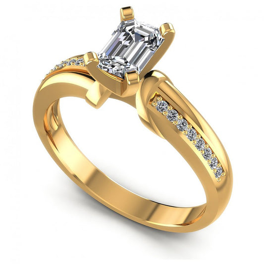 Round and Emerald Diamonds 0.45CT Engagement Ring in 14KT White Gold