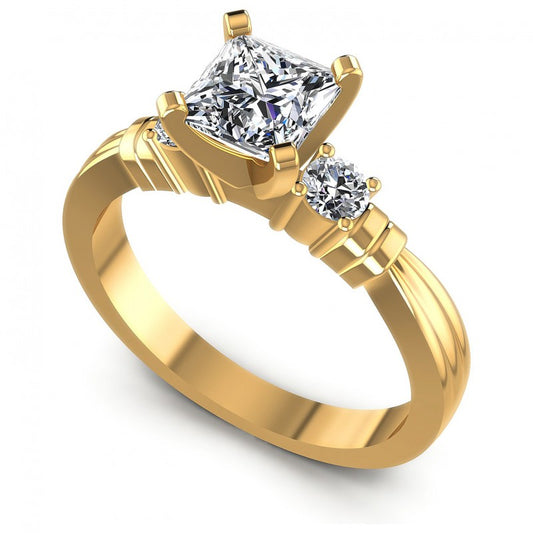 Princess and Round Diamonds 0.55CT Engagement Ring in 14KT White Gold