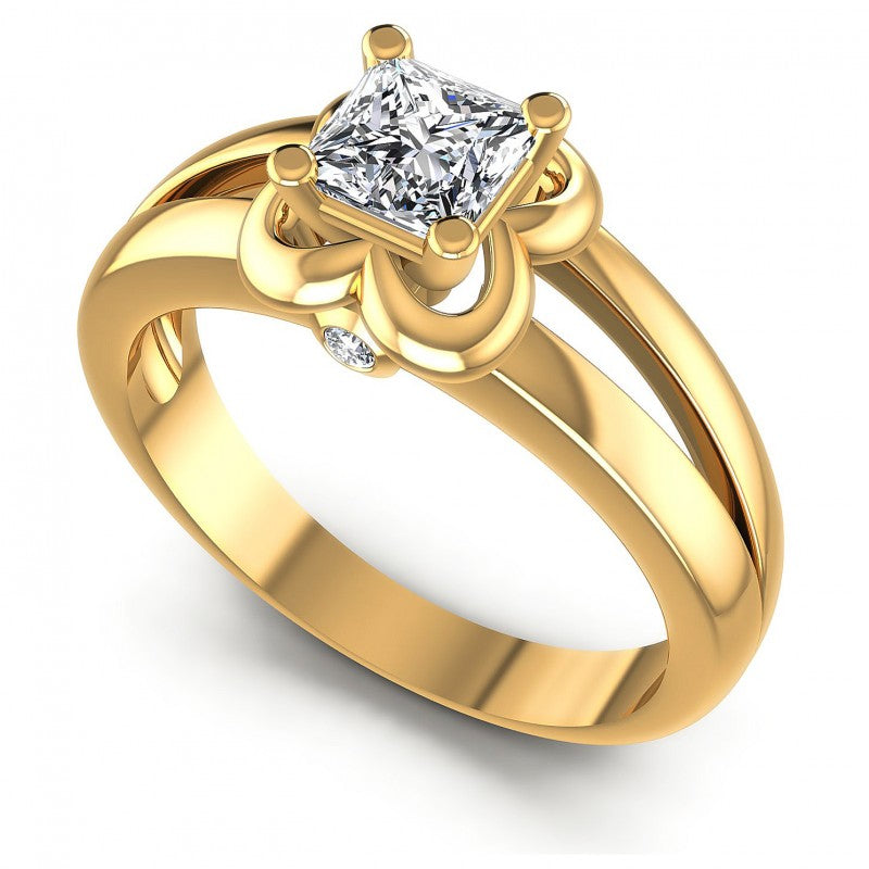 Princess and Round Diamonds 0.40CT Engagement Ring in 14KT White Gold