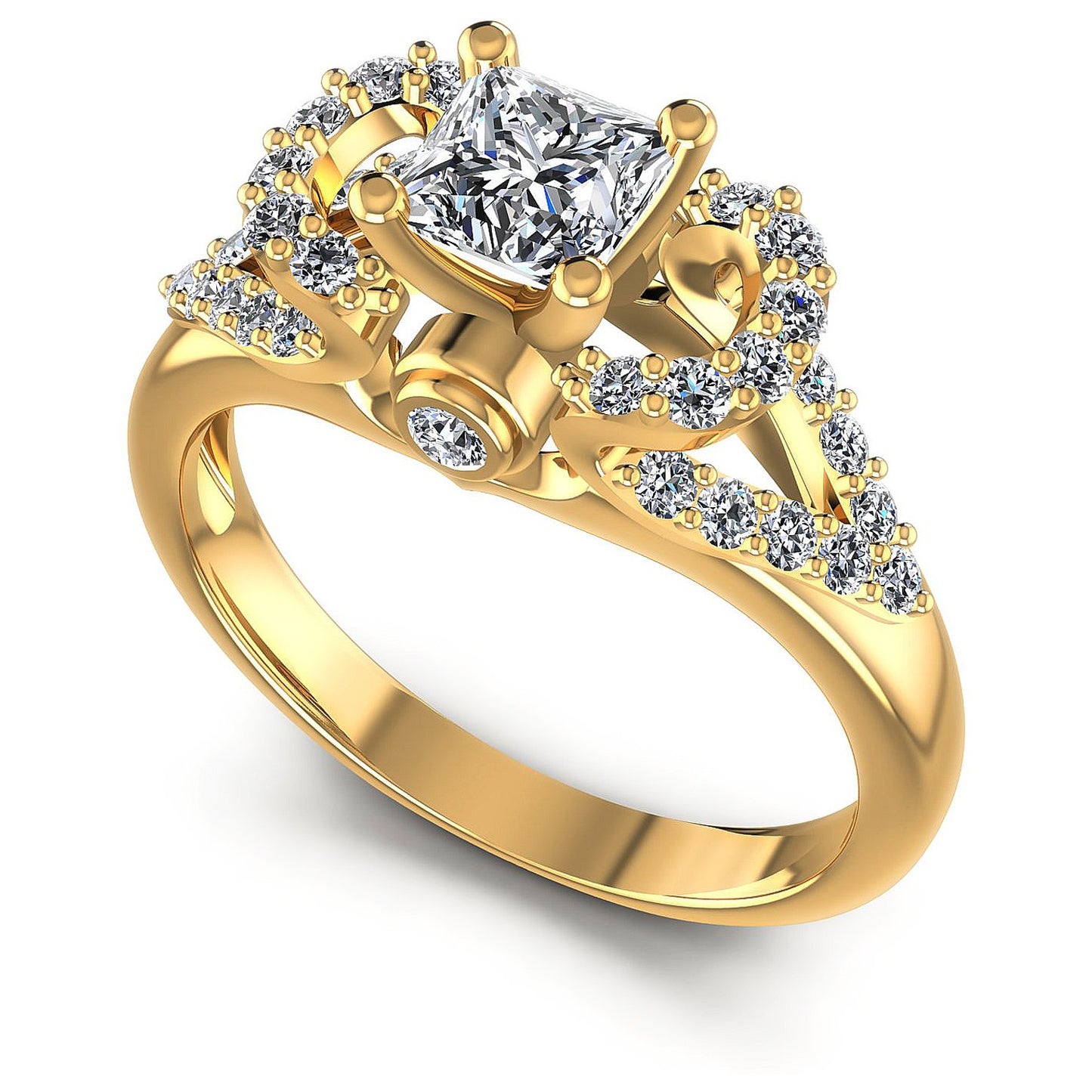 0.80CT Princess And Round  Cut Diamonds Engagement Rings