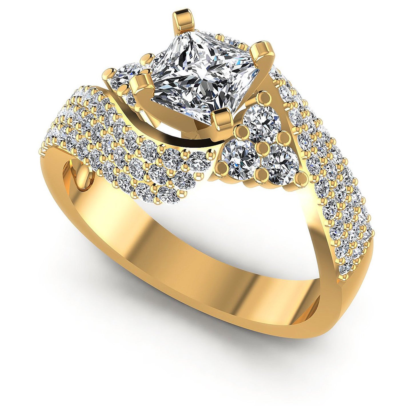 1.10CT Princess And Round  Cut Diamonds Engagement Rings