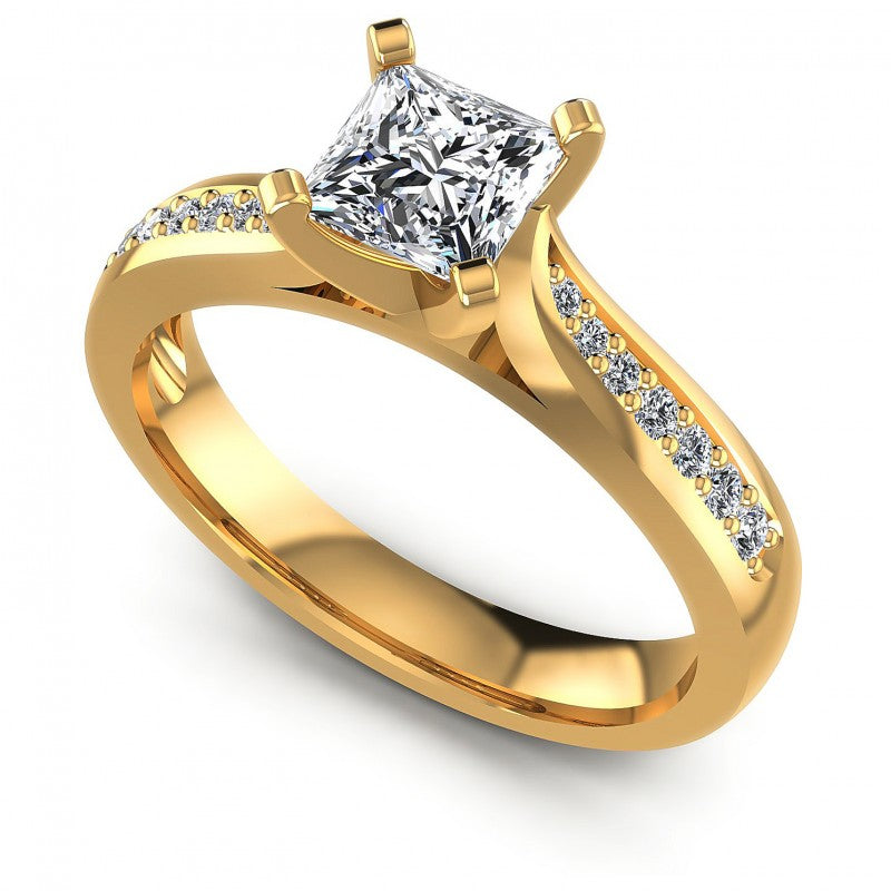 Round Cut Diamonds Engagement Ring in 14KT White Gold