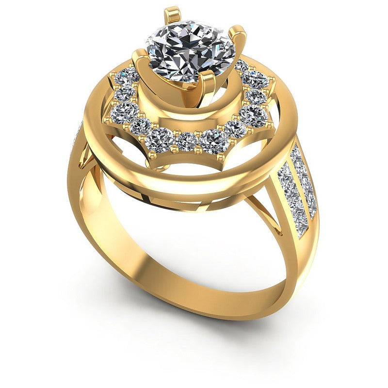 Princess and Round Diamonds 1.35CT Halo Ring in 14KT White Gold